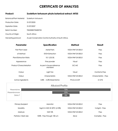 MT55 Sceletium tortuosum extract - lab tested, COA verified