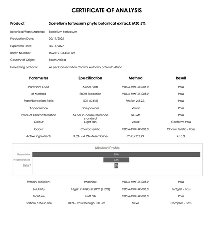 MZ0 Sceletium tortuosum extract - lab tested, COA verified